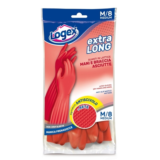 [D88958] Guanti in lattice Extralong tg. M Rosso