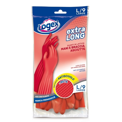 [D88959] Guanti in lattice Extralong tg. L Rosso