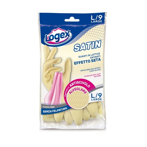 [D88968] Guanti in lattice SATIN tg. L Crema