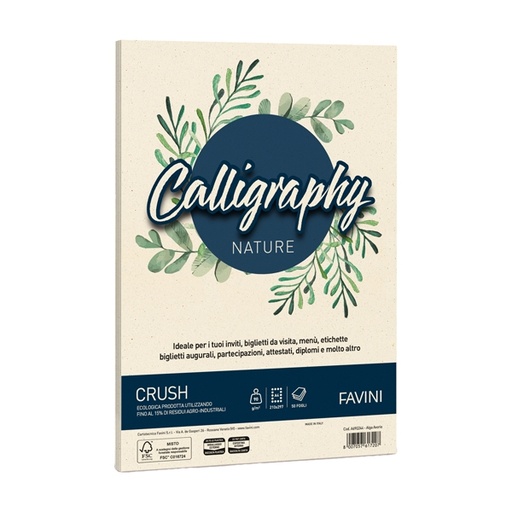 [D94645] Carta Calligraphy Nature CRUSH A4 50fg 90gr alga FAVINI