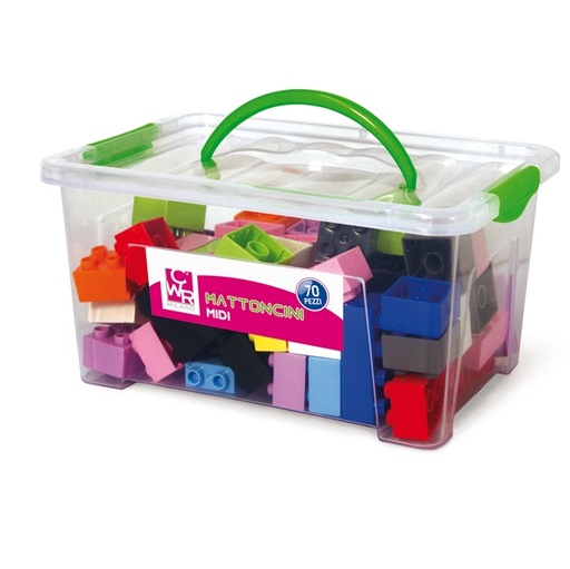 [D88988] Bauletto 70 mattoncini da costruzione Midi in colori assortiti CWR