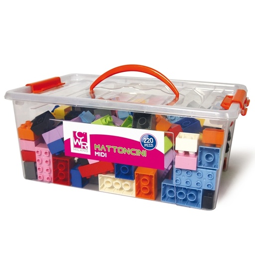 [D88989] Bauletto 220 mattoncini da costruzione Midi in colori assortiti CWR