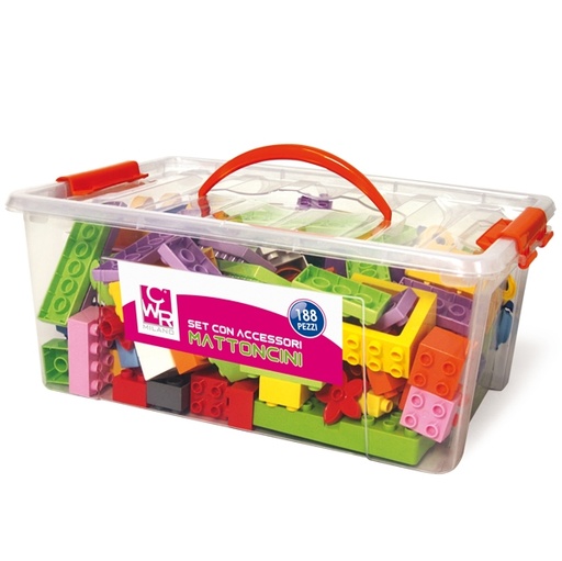 [D88990] Bauletto 188 mattoncini+accessori da costruzione Midi in colori assortiti CWR