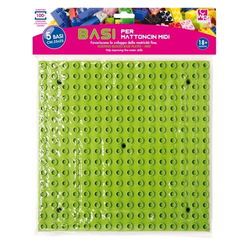[D88991] 5 basi per costruzioni Midi 25x25cm in colori assortiti CWR