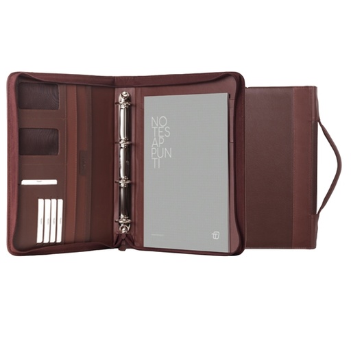 [D89058] Portablocco Office con manico in ecopelle c/zip dim. 28x36cm marrone INTEMPO
