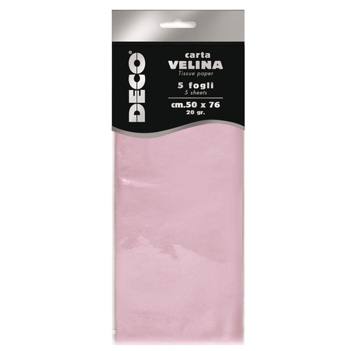 [D89118] Busta 5 fogli carta velina 20gr 50x76cm rosa DECO