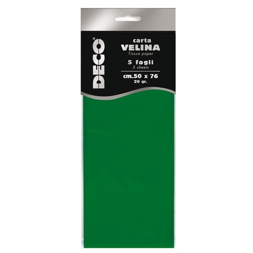 [D89122] Busta 5 fogli carta velina 20gr 50x76cm verde chiaro DECO