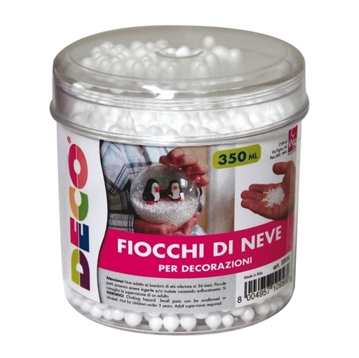 [D89154] Barattolo 350ml palline neve in polistirolo 10958 DECO