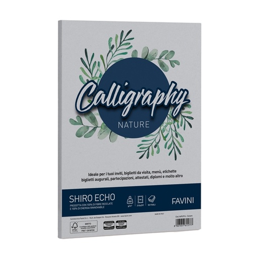[D94654] Carta Calligraphy Nature SHIRO ECO A4 50fg 250gr cenere FAVINI