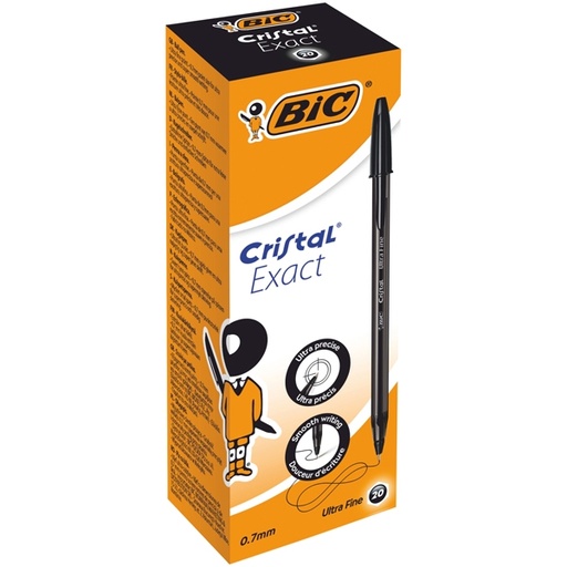 [D89176] Scatola 20 penna sfera con cappuccio Cristal(R) Exact 0.7mm nero BIC(R)