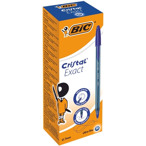 [D89177] Scatola 20 penna sfera con cappuccio Cristal(R) Exact 0.7mm blu BIC(R)