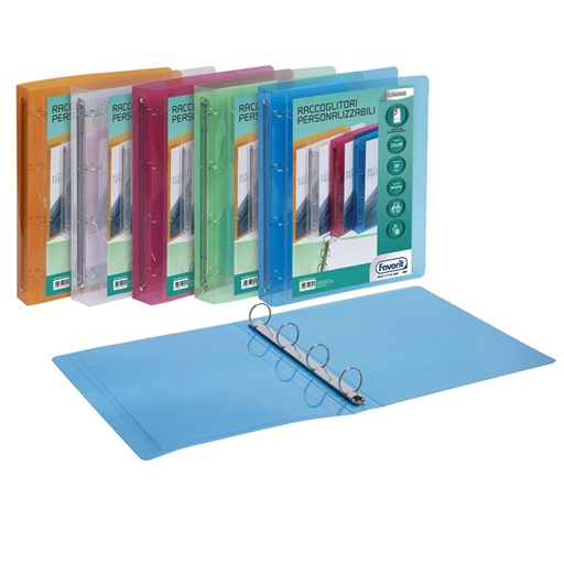 [D89293] Racc. personalizzabile Lumina 22X30 4 anelli tondi D30 PP col. ass. Favorit