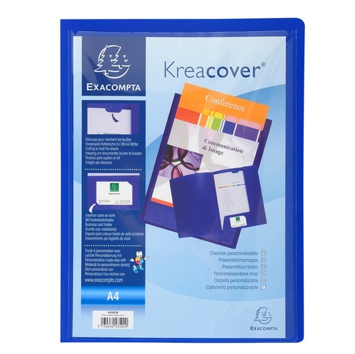 [D89310] Cartella di presentazione in PP 2 alette blu. Kreacover A4 Exacompta