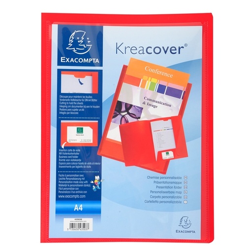 [D89311] Cartella di presentazione in PP 2 alette rosso Kreacover A4 Exacompta