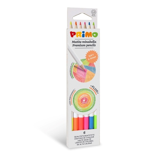 [D89351] Astuccio 6 matite Minabella diam. 3,8mm colori fluo assortiti PRIMO