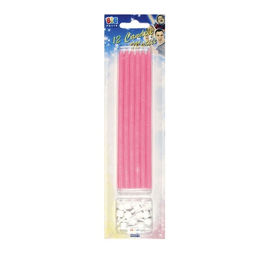 [D94668] 12 candeline matite 15cm rosa Big Party