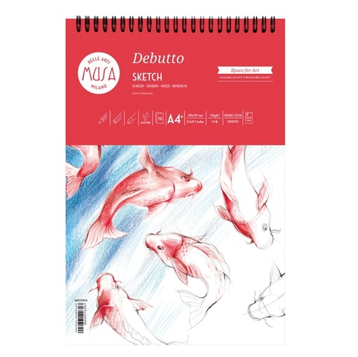 [D89396] Blocco per schizzi Debutto A4+ - 21x29,7cm 70fg 120gr MUSA