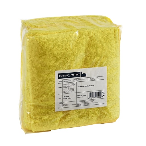 [D89408] Pack 10 Panni microfibra 40x40cm giallo Ultrega PERFETTO