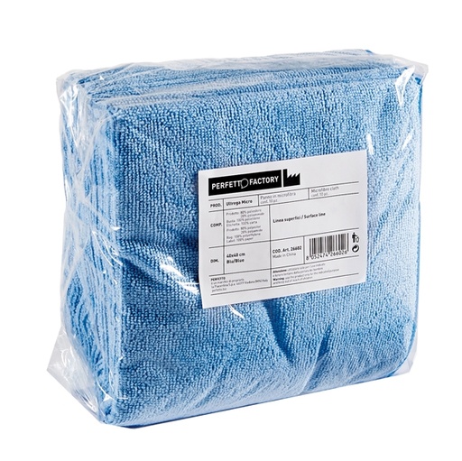 [D89410] Pack 10 Panni microfibra 40x40cm azzurro Ultrega PERFETTO