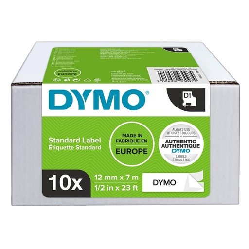 [D89506] Value Pack 10 Nastri Dymo Tipo D1 (12mmX7mt) nero/bianco S0720530