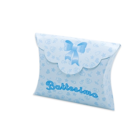[D94695] 25 scatoline portaconfetti 10x8x3cm Battesimo Baby celeste Big Party