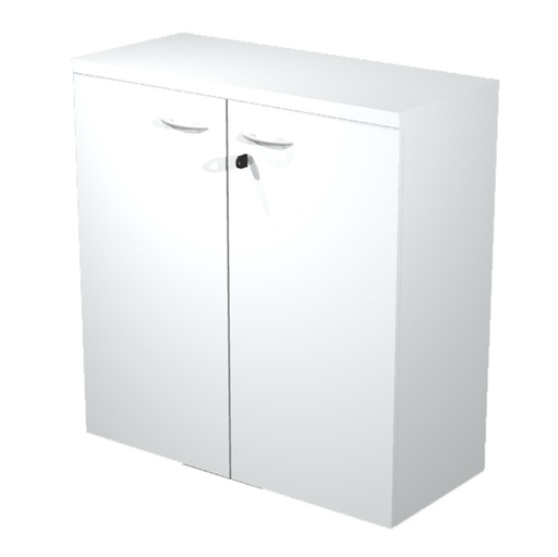 [D89568] Armadio modulare basso a 2 ante battenti 90x44cm - H85cm Bianco