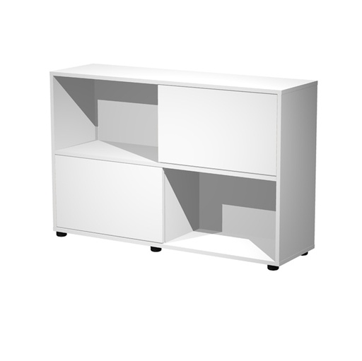 [D89573] Libreria bassa a 2 ripiani ante scorr. 120X35cm H79cm BIANCO/BIANCO - Tetris