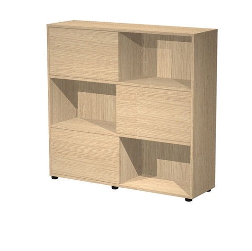 [D89577] Libreria bassa a 3 ripiani ante scorr. 120X35cm H116cm ROVERE/ROVERE - Tetris