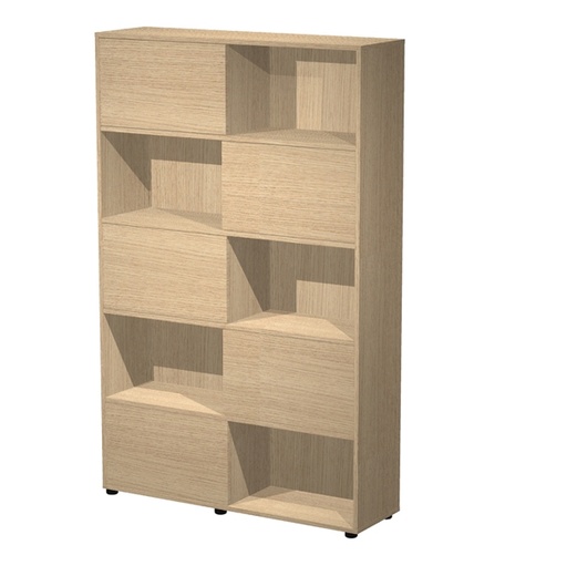 [D89579] Libreria alta a 5 ripiani ante scorr. 120X35cm H191cm ROVERE/ROVERE - Tetris