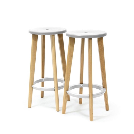 [D89582] Set 2 sgabelli Woody Bianco/Faggio Paperflow