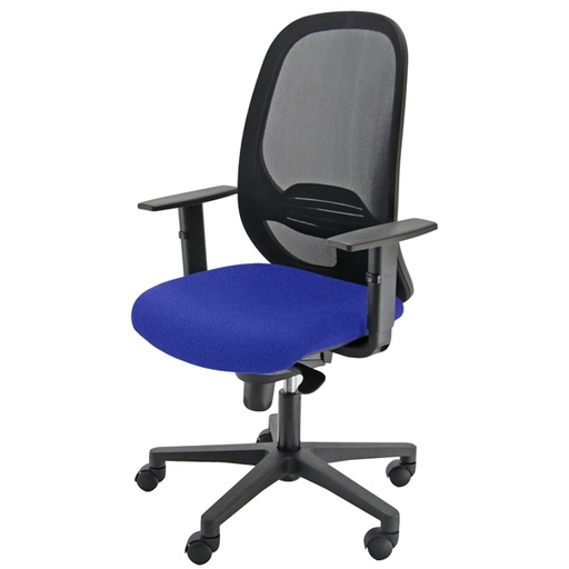 [D89590] Sedia operativa Andy Blu e schienale rete nera c/bracc.