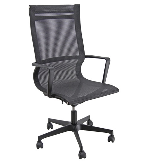 [D89592] Poltrona direzionale Tekno schienale alto in rete NERO