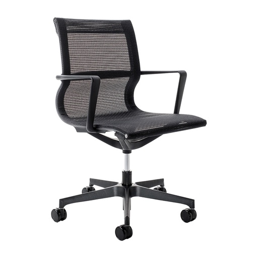 [D89593] Poltrona direzionale Tekno schienale basso in rete NERO