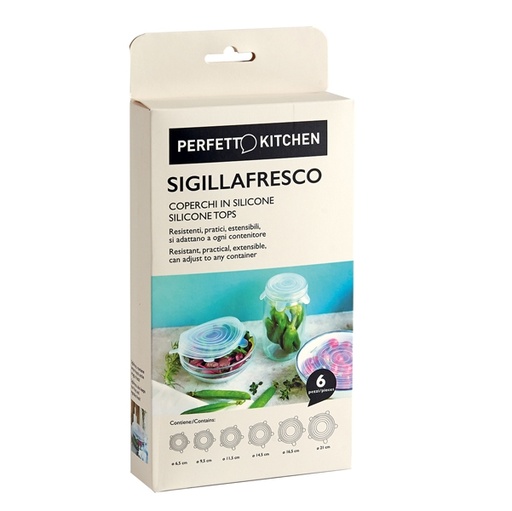[D89848] Set 6 Coperchi in silicone Sigillafresco Perfetto