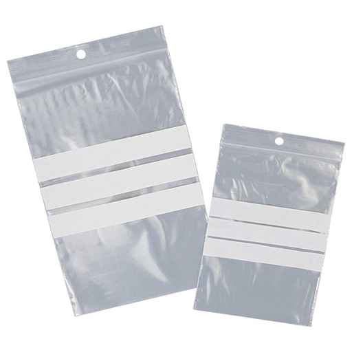 [D89938] 100 SACCHETTI ZIP 80x120 mm con bande scrivibili e foro