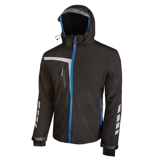 [D89942] Giacca softshell Quick nero/blu Taglia L U-Power