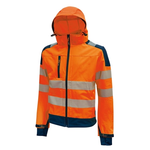 [D89953] Giacca Softshell alta visibilita' Miky arancio fluo Taglia M U-Power