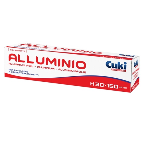 [D90015] Roll alluminio H300mm x 150mt in astuccio con seghetto Cuki Professional