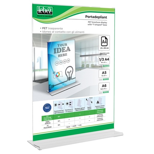 [D90063] Display con base a T A4 - 21x30cm Lebez