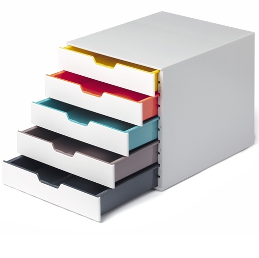 [D90201] Cassettiera 5 cassetti colorati Varicolor mix5 bianco ghiaccio Durable