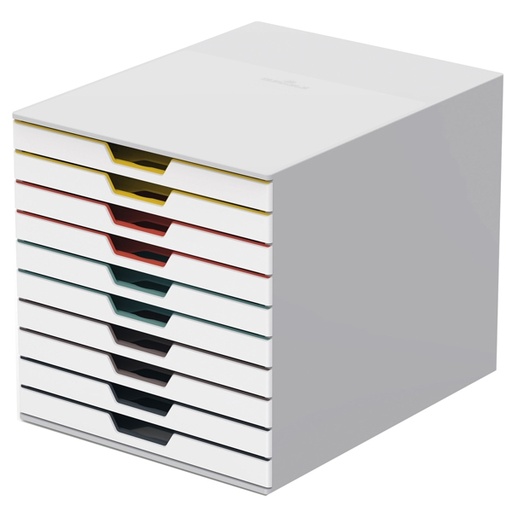 [D90202] Cassettiera 10 cassetti colorati Varicolor mix10 bianco ghiaccio Durable