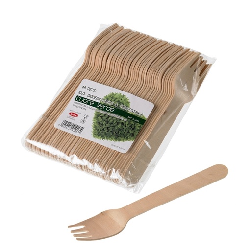 [D90282] 48 Forchette in legno 16cm Leone