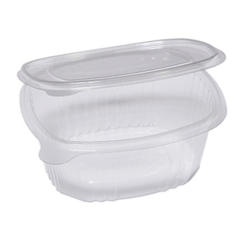 [D90557] Pack 50 contenitori ovali in PET con coperchio incernierato 16x13,5cm Cuki