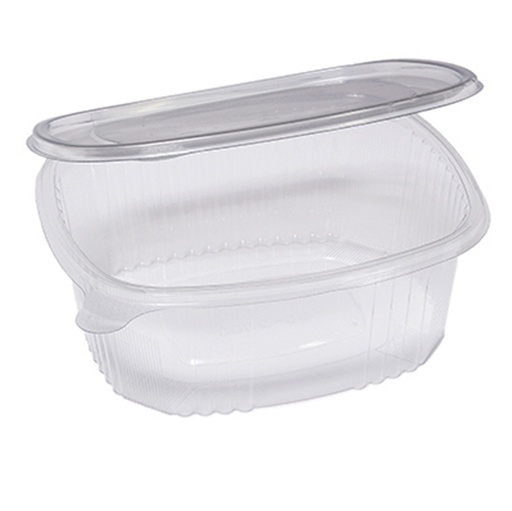 [D90559] Pack 50 contenitori ovali in PET con coperchio incernierato 22,5x19,2cm Cuki