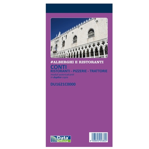 [D90887] Blocco conti ristoranti/pizzerie/trattorie 50copie 21,5x10cm DU1621C0000