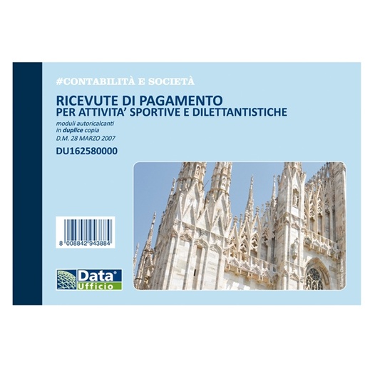 [D90889] Blocco ricevute pagamento attivita' sportive 50/50 copie autor. DU162580000