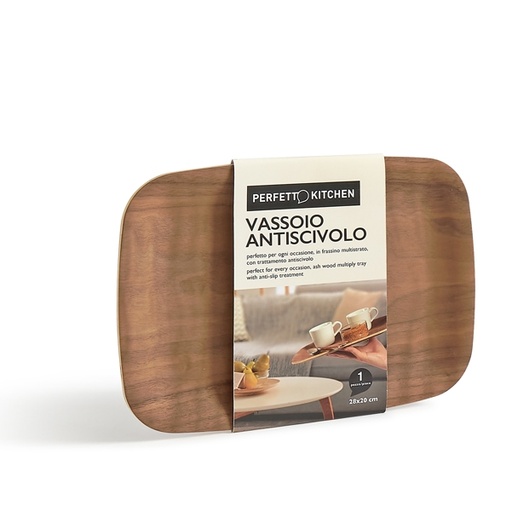 [D91152] Vassoio antiscivolo in legno frassino 28x20cm