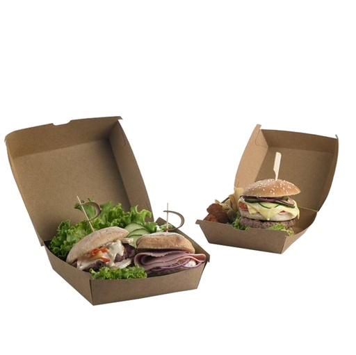 [D91382] 50 Scatole per hamburger in carta kraft 16x16x9cm Street Food Leone