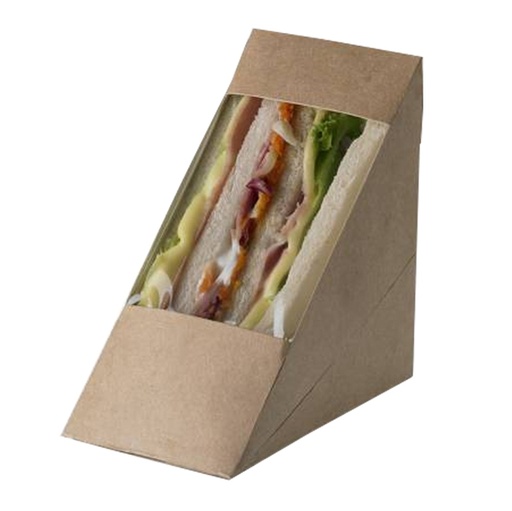 [D91383] 100 Scatole per Sandwich in carta kraft 12,3x7,2x12,3cm Street Food Leone