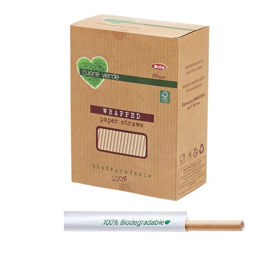 [D91387] 250 Cannucce Kraft imbustate 21cm BIO Leone